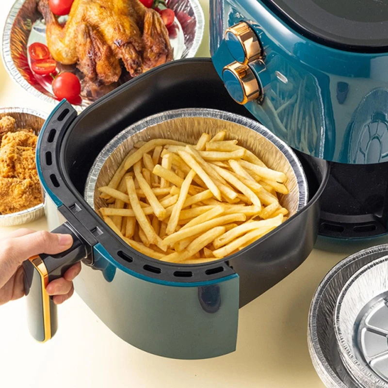 50pcs Oilproof Aluminum Foil Tin Box Air Fryer Disposable Paper Liner Nonstick Steaming Basket