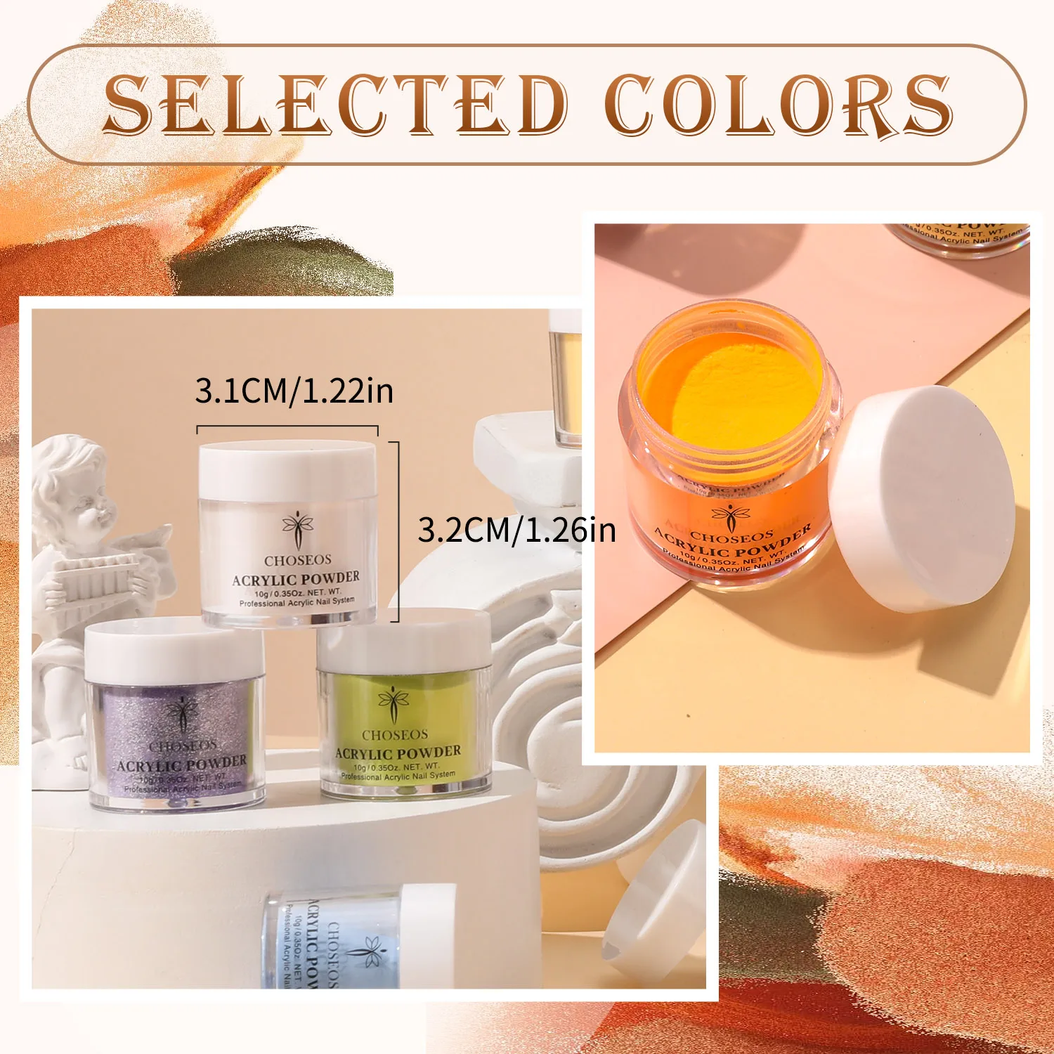 36-Color Glamorous Acrylic Powder Set for Salon-Quality Nails