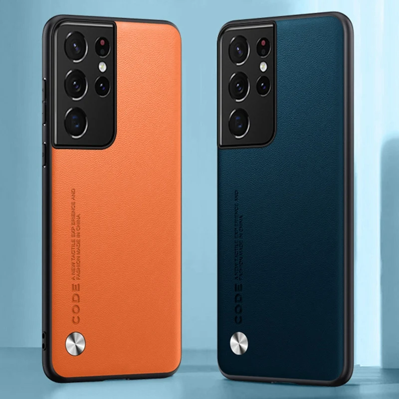 삼성 갤럭시 S21 울트라 5G 뒷면 커버에 대한 고급 PU 가죽 케이스 삼성 S21 울트라에 대한 TPU 실리콘 전체 보호 전화 케이스