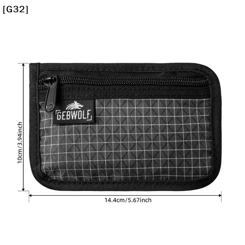 Ultralight Grid Fabric Organizer Pouch with Zipper - Ideal for Coins, Cards, and Small Accessories