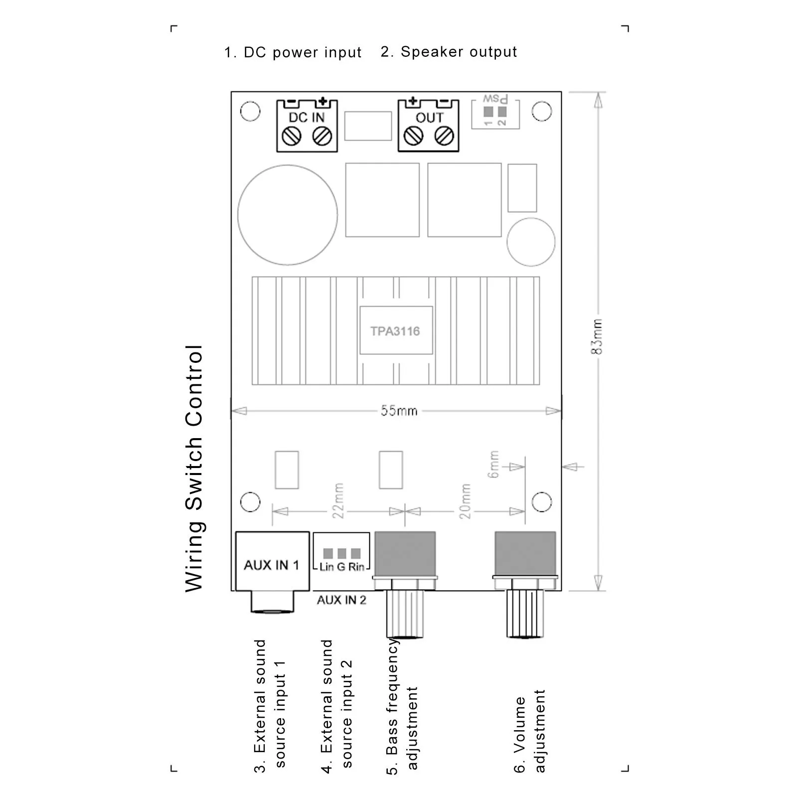 Tpa3116 Subwoofer Amplifier Board Tpa3116 Digital Amplifier Board 12-24V 100W High Power Bass Mono Digital Amplifier Board