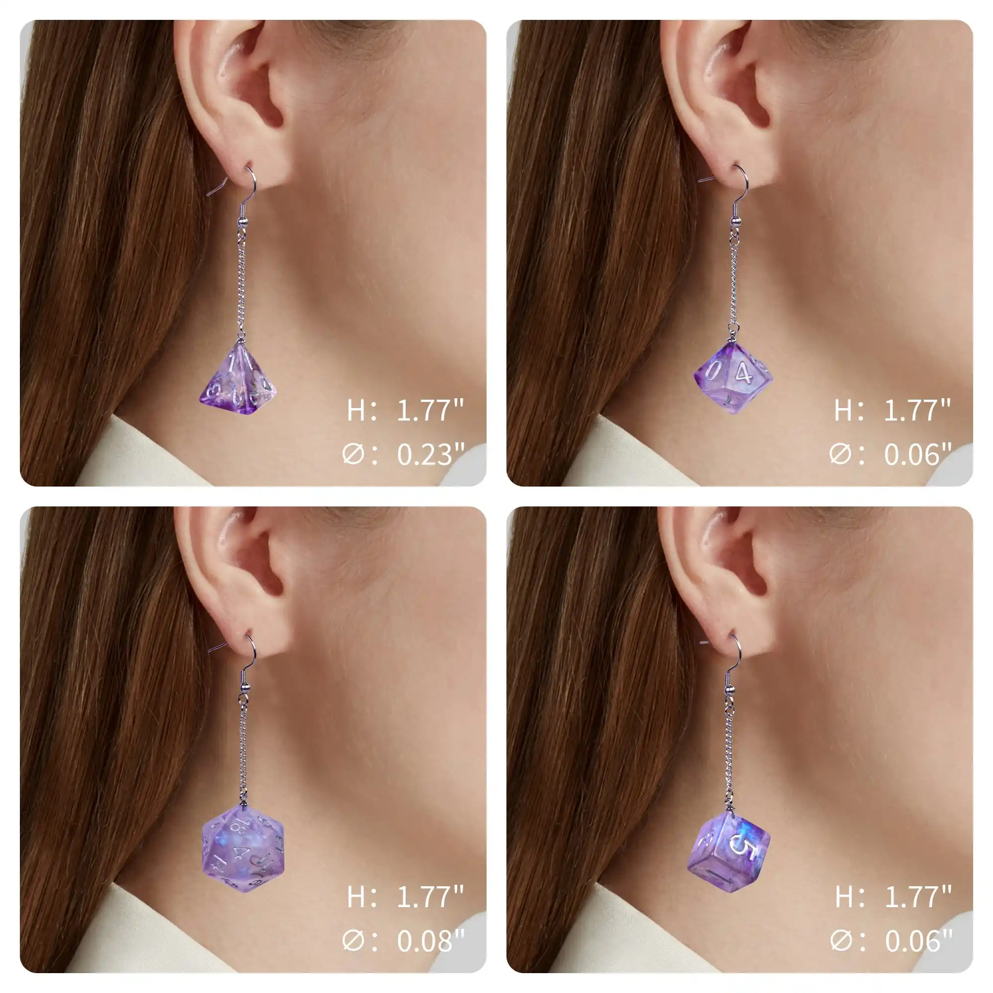 Women Dice Earrings Resin Nebula D4 D6 D8 D10 D20 Drop
