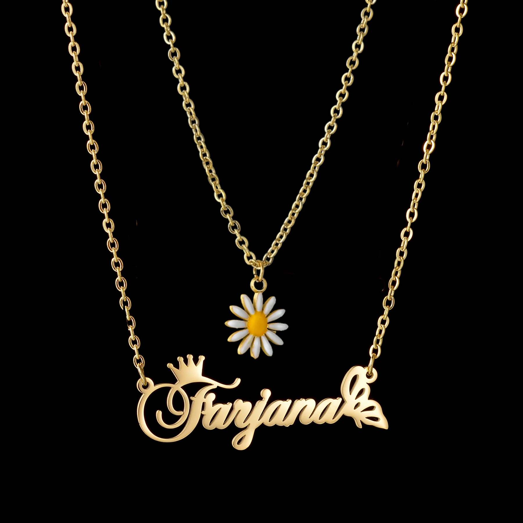 Acheerup Customized Name Necklace for Women Stainless Steel