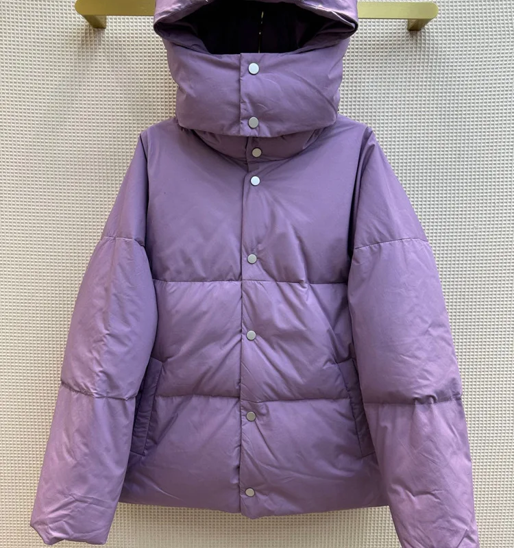 

2023 High-quality Fashion Long Hooded Down Jacket Leisure Wind Thickened Profile Windproof Warm Duck Down Bread Coat