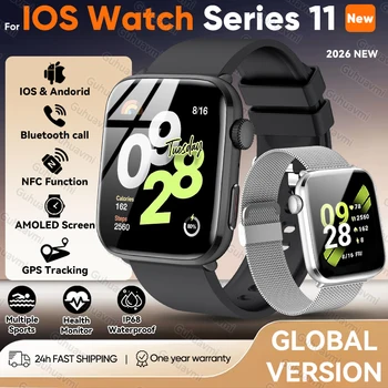 2026 Nuovo IOS Serie 11 Astuto Della Vigilanza Bluetooth Chiamata GPS Tracciamento NFC Frequenza Cardiaca IP68 Impermeabile Sport Fitness Braccialetto Intelligente Unisex