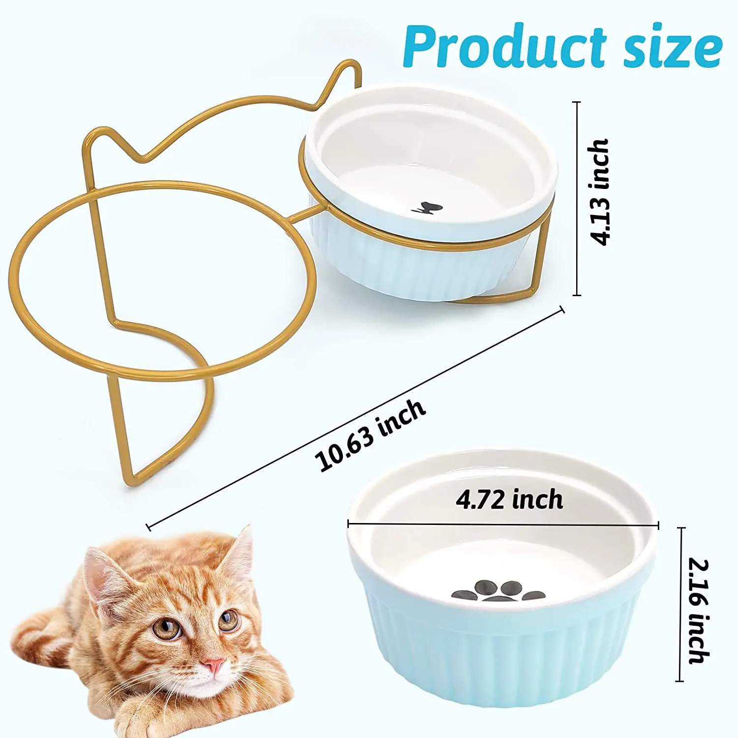 Elevated Cat Ceramic Bowls Stand