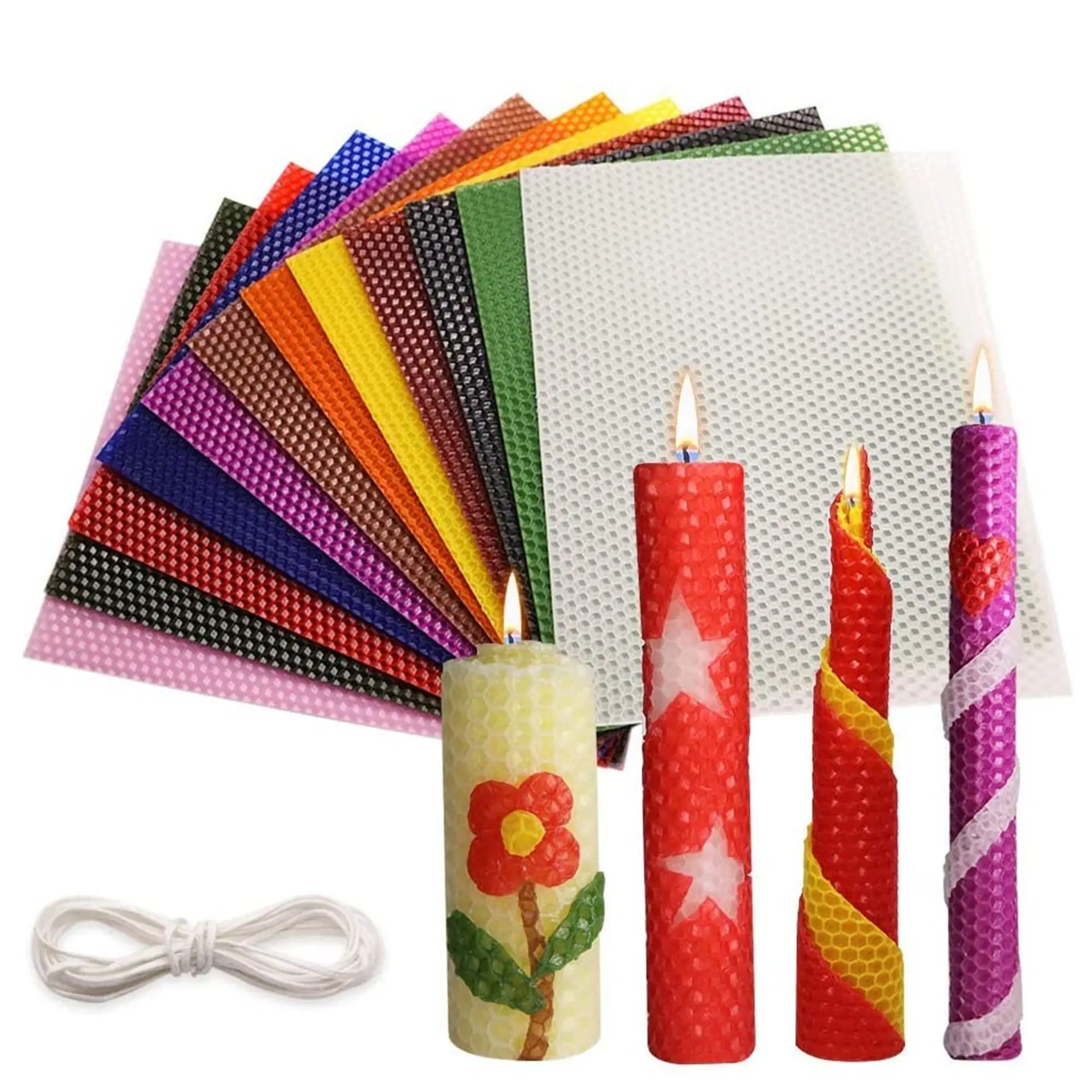 Color Beeswax DIY Candle Making Materials 20x20cm 10 Pieces