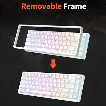 RK Royal Kludge RK837 Mechancial Keyboard 68 Keys 65% Compact 2.4G Wireless Bluetooth Gamer Keyboard RGB Backlight Hot Swappable 3