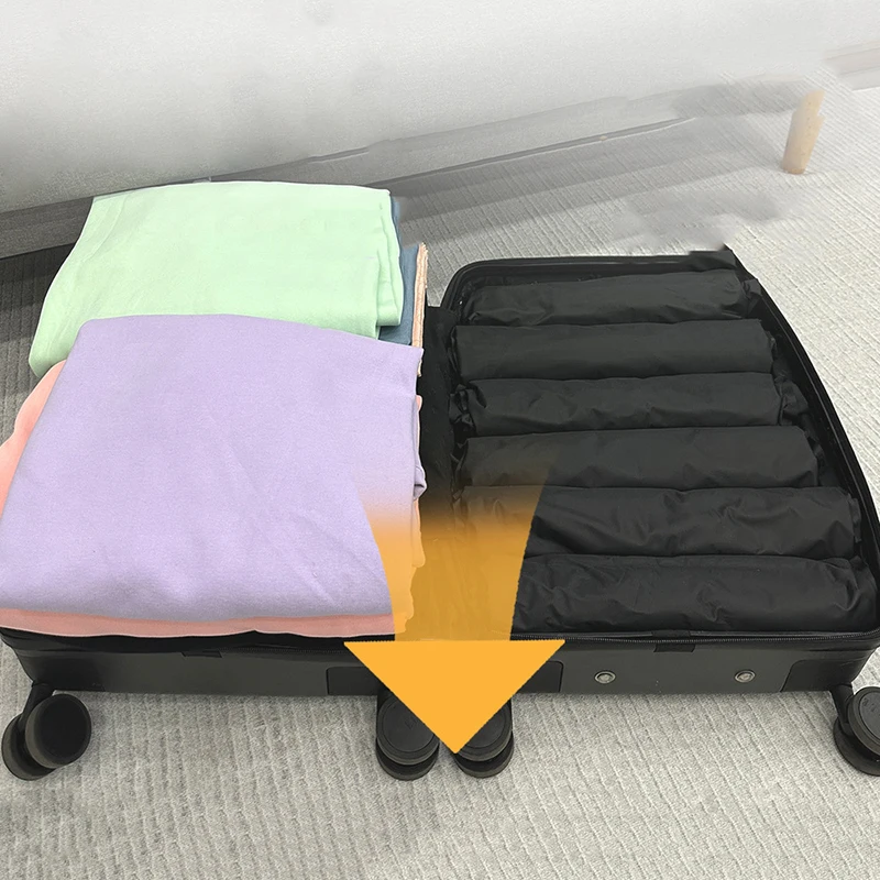 Reusable Hand Roll Vacuum Bags For Travel Waterproof Vacuum Compression Bag Luggage Vacuum Wardrobe Clothing Storage Bag