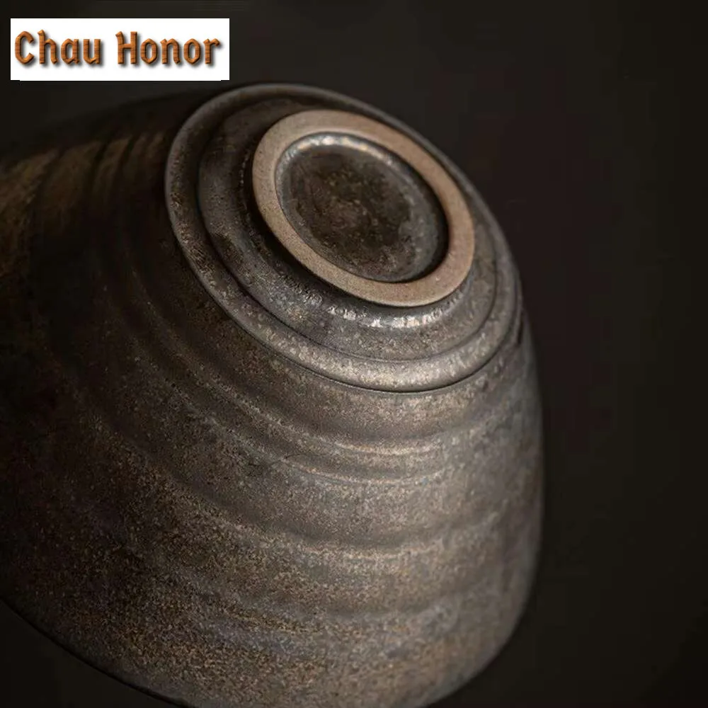 140ml Handmade Iron Rust Glazed Gaiwan Japanese Coarse Pottery Tea Tureen Tea Maker Cover Bowl Chinese Tea Set Accessories Craft
