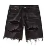 Men Summer Distressed Denim Shorts Button Zipper Fly Multi Pockets Short Jeans Straight Fit Ripped Holes Knee Length Distressed 4