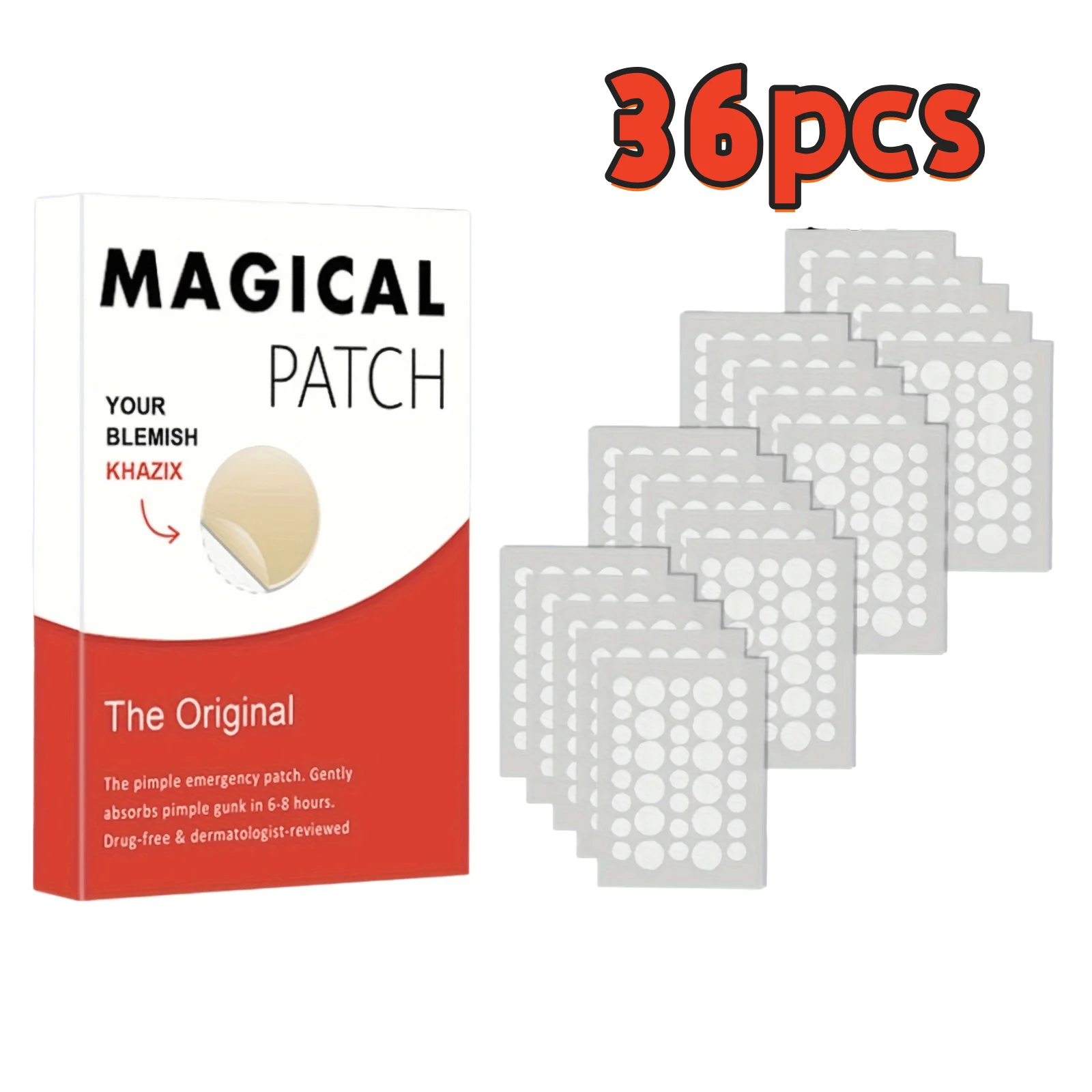 36 Patches Acne Treatment Patch, Absorbs Pimple And Acne, Hydrocolloid Acne Pimple Patch For Covering Zits And Blemishes.
