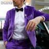 Men's 2 Piece Velvet Suit One Button Tuxedo Slim Fit Luxurious Blazer Party Dinner Jacket & Pants Casual Smart Suit Outfit 1