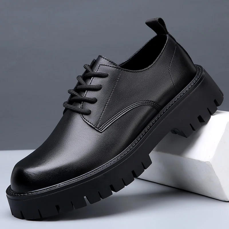 Formal Business Leather Shoes Trend All Match Thick Sole Casual Shoes Wear Resistant Men's Casual Fashion leather shoes