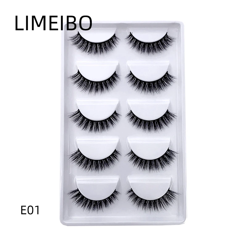 Faux-cils en vison 3D, naturels, épais, fins, fins, maquillage, extensions de beauté, Cilios E08 h13, vente en gros, 2/20/50 boîtes 9