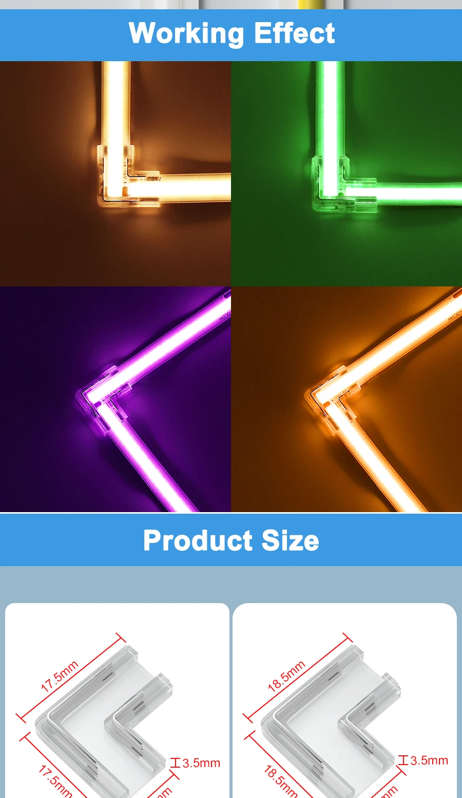 connecteurs de bande led cob en forme de pour broches degrés coin kit de connexion rapide et facile pièces