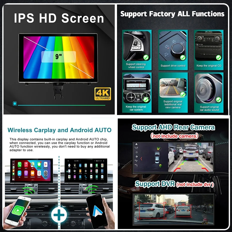 Radio de coche inalámbrico Carplay Android 15 Auto con pantalla de 9 pulgadas para Audi A6 C7 A7 2012-2018, autorradio con 12G 256G, reproductor multimedia y GPS. 5