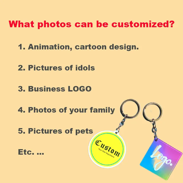 Personalized Keychains Designer Custom Cartoon Llavero Key Chain Photo Customized Anime Charms Hologram Clear Acrylic Key Rings 2