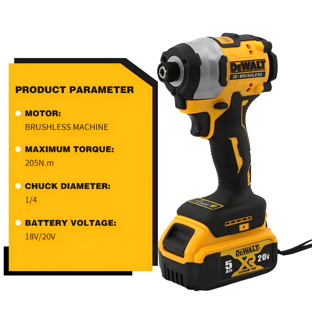 Dewalt DCF850 Cordless Impact Screwdriver Portable Brushless Electric Drill 205N.m Rechargeable 20V Battery Wireless Power Tool 6