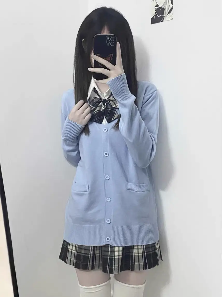 Autumn Pink JK Sweater Cardigan Coat Women's College Style Uniform Cardigan Student Cute Knitted Sweater