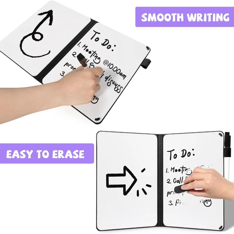 Dry Erase Whiteboard A5 White Board Dry Erase Double Sided Folding with Pen Mini Portable