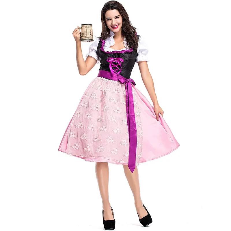 Donne Sexy Germania Oktoberfest Beer Girl Heidi Costume Bavarese Halloween Party Beer Maid Wench Dirndl Dress