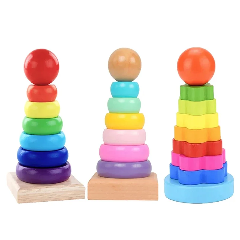 Wooden Rainbow Stacking TowerZ 1
