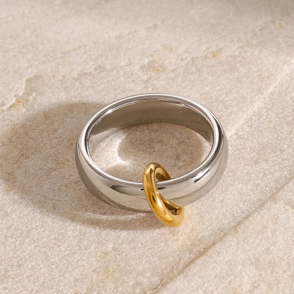 Punk Personality Gold Silver Colorblock Finger Ring Finger Ring Statement Mix Plated Golden Waterproof Rings Wedding Jewelry