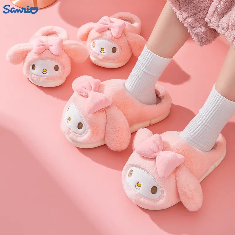 

Sanrio My Melody зимние кавайные тапочки Симпатичная хлопковая обувь домашняя обувь Kuromi аниме теплая Домашняя обувь для зимы праздничный подарок