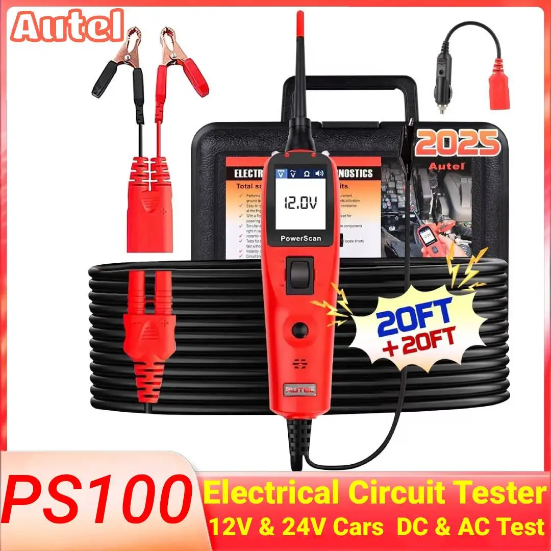 Autel Power Scan PS100 Power Circuit Probe Kit 12V 24V AC DC Digital Voltage Automotive Circuit Tester Car Diagnostic Test Tool