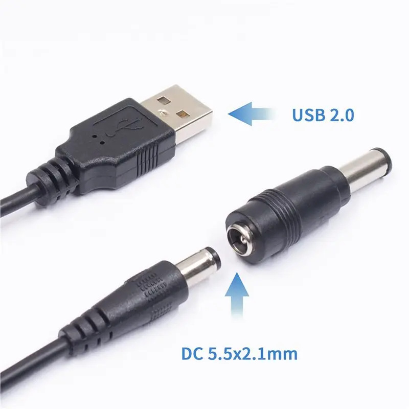 QWE-2X 5V DC 5.5 2.1Mm 잭 충전 케이블 전원 코드, USB-DC 전원 케이블(26개의 교환 가능 플러그 커넥터 포함)