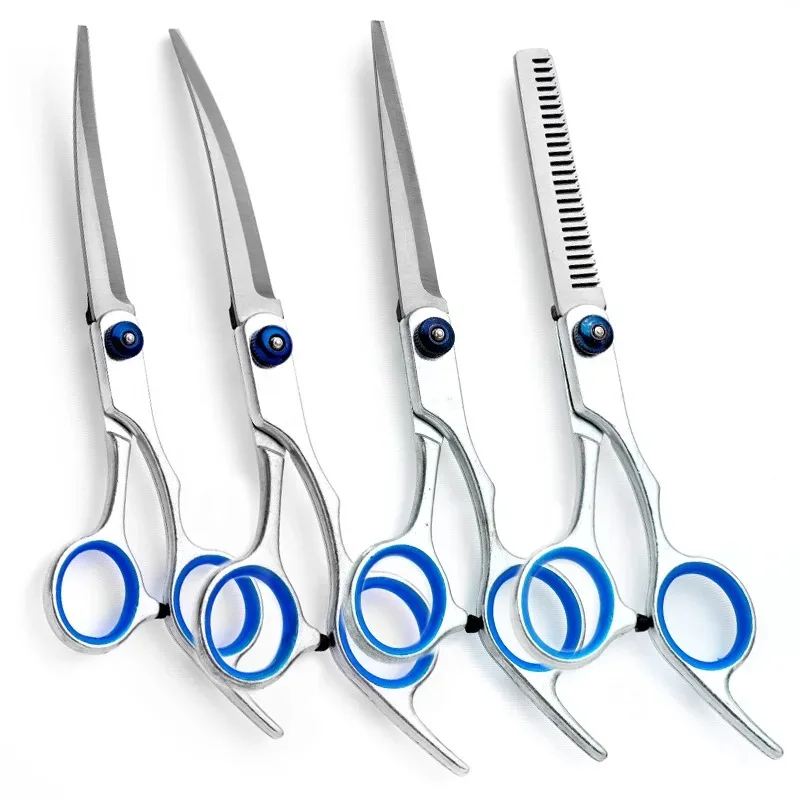 Professional Dog Grooming Scissors with Safety Round Tips Heavy Duty Titanium Stainless Steel Up-Curved Pet Grooming Scissors hairdressing scissors dog grooming scissors hair trimmer scissors