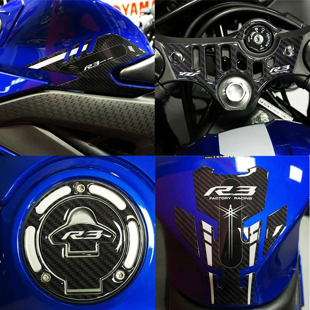 Motorcycle Tank Grip Pads Protector 3D Sticker Tank Traction Pad Side Anti-Slip Stickers For YZF R3 R 3 YZFR3 gas tank protector sticker motorcycle stickers motorcycle tank sticker tank grip traction pad motorcycle accessories