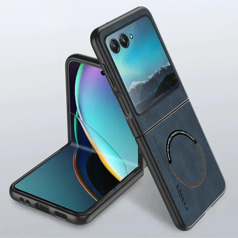 Luxury Sheepskin Leather Flip Phone Case with Magnetic Closure