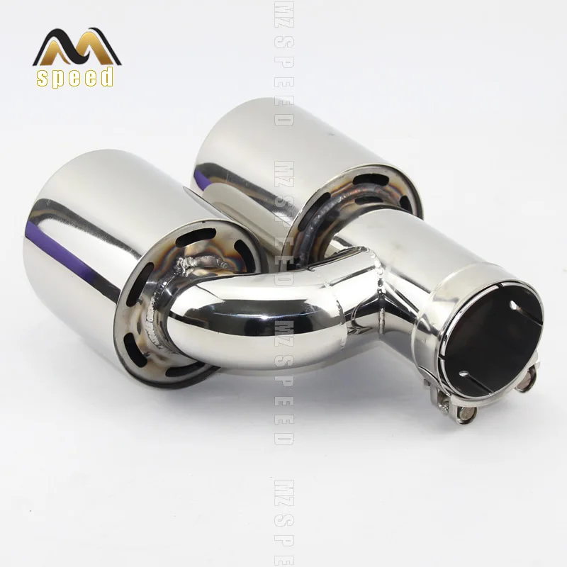 Car accessories Stainless steel h type double outlet 101mm 114mm straight side exhaust pipe tail throat