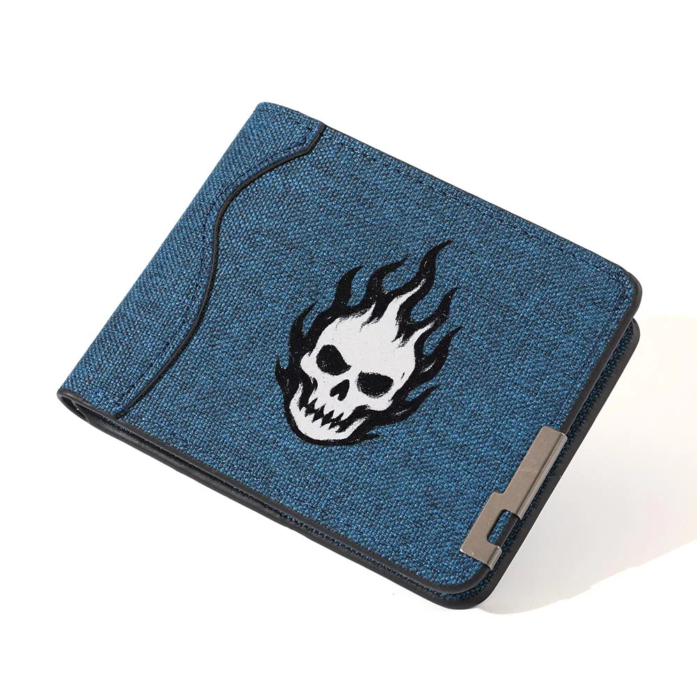 Lässige Canvas-Geldbörse für Herren, schrulliges Totenkopf-Design, Münzgeldbörse, Studenten-Kreditkartenetui – Detail 6