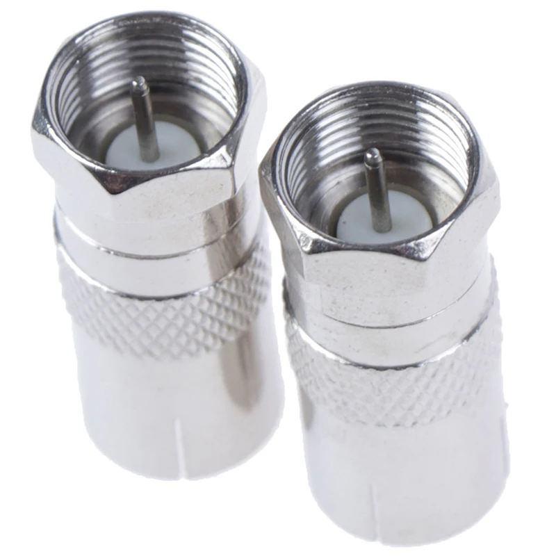2Pcs F Type Male Plug Connector Socket to RF Coax TV Aerial Female Adapters