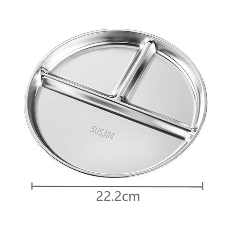 Stainless Steel Divided Dinner Tray Snack Food Serving Tray Home Kitchen Supplies Kids Adult Lunch Container For School Canteen 6