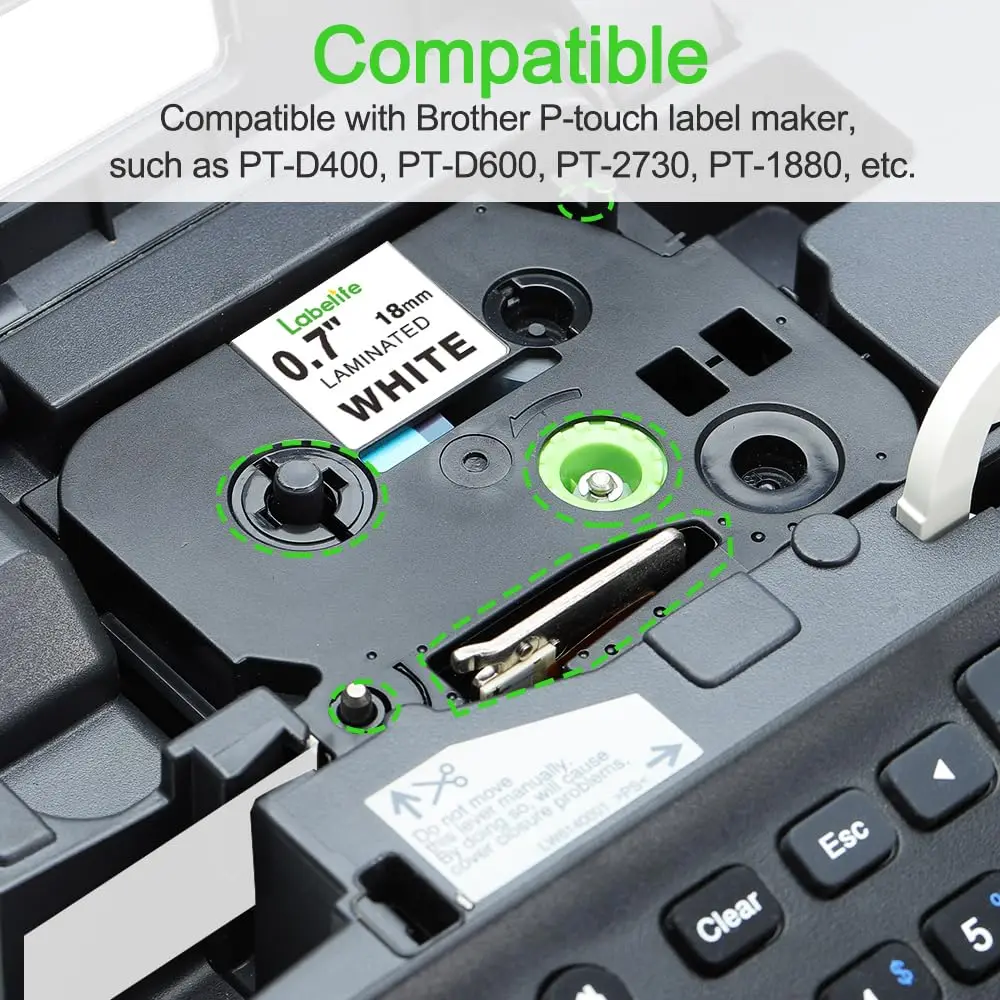 Description Picture 2 of item18mm Label Tape TZe-241 Compatible for Brother P Touch TZe Tape 18mm 0.7 Laminated White for Brother Ptouch PT-D400 PTD600 710BT