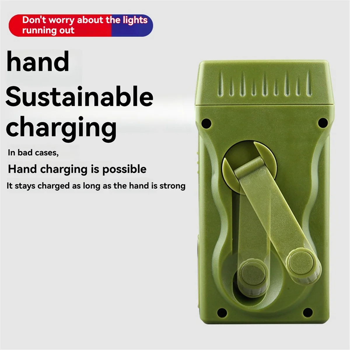 BAAU Multi Functional Hand-Powered Flashlight Outdoor Emergency Lighting Lamps with Radio Floodlight