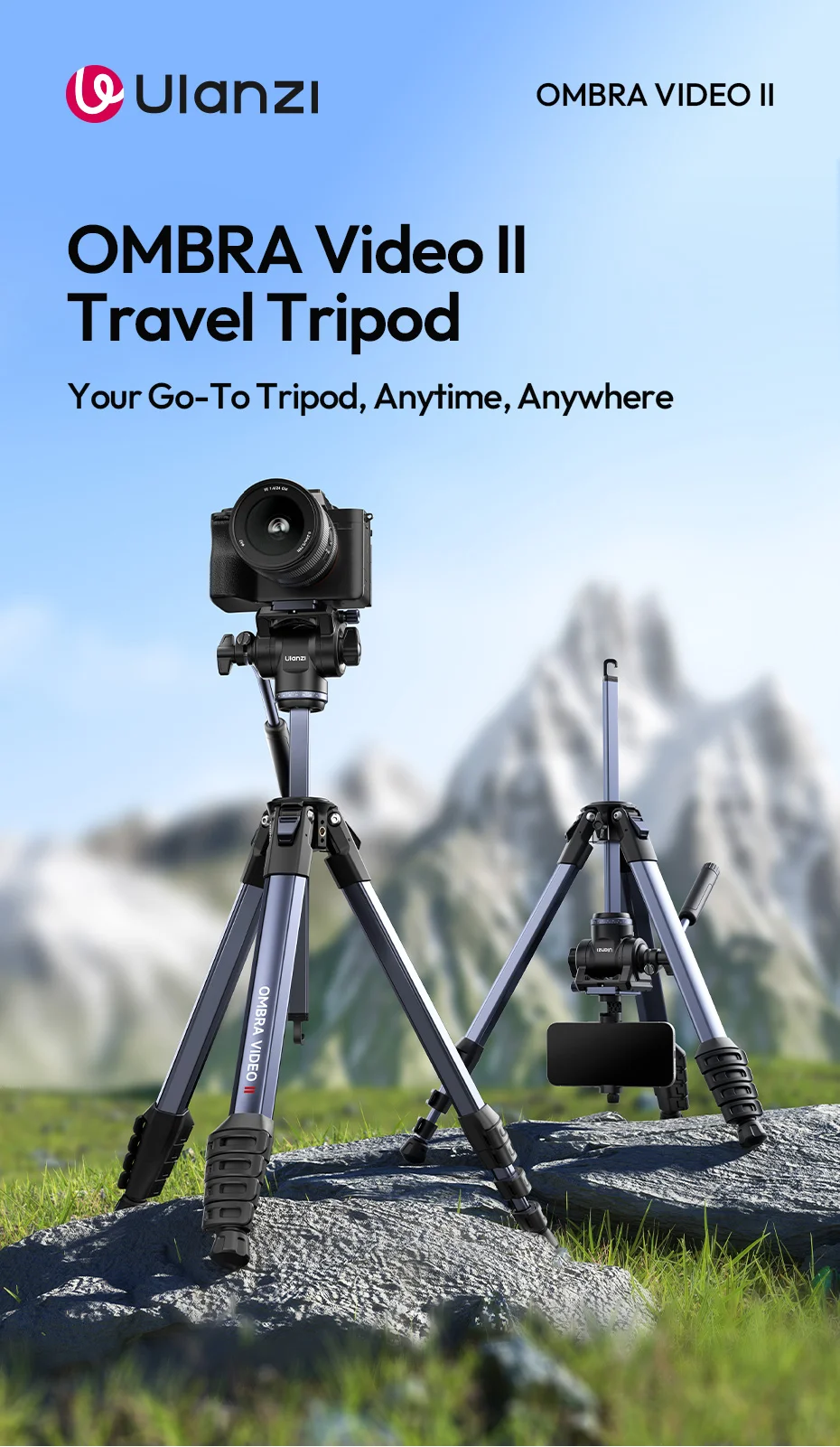 OMBRA VIDEO II 1.57M Travel Tripod with 360° Panoramic Ball Head Arca Quick Rele