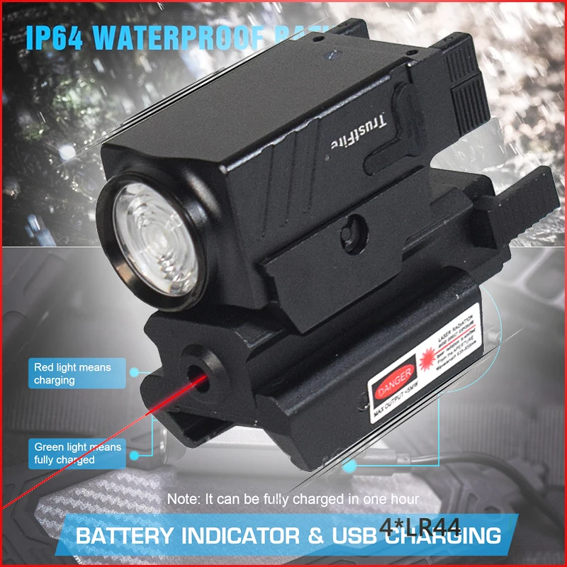 

TrustFire GM23 Pistol Light 800 Lumens Bright Weapon Rail Mounted Flashlight USB Rechargeable Tactical Lights Pistol Led Torch