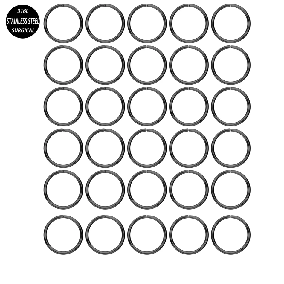 Nose Rings Hoop Ear Studs Nostril Piercing Body Jewelry 30Pcs