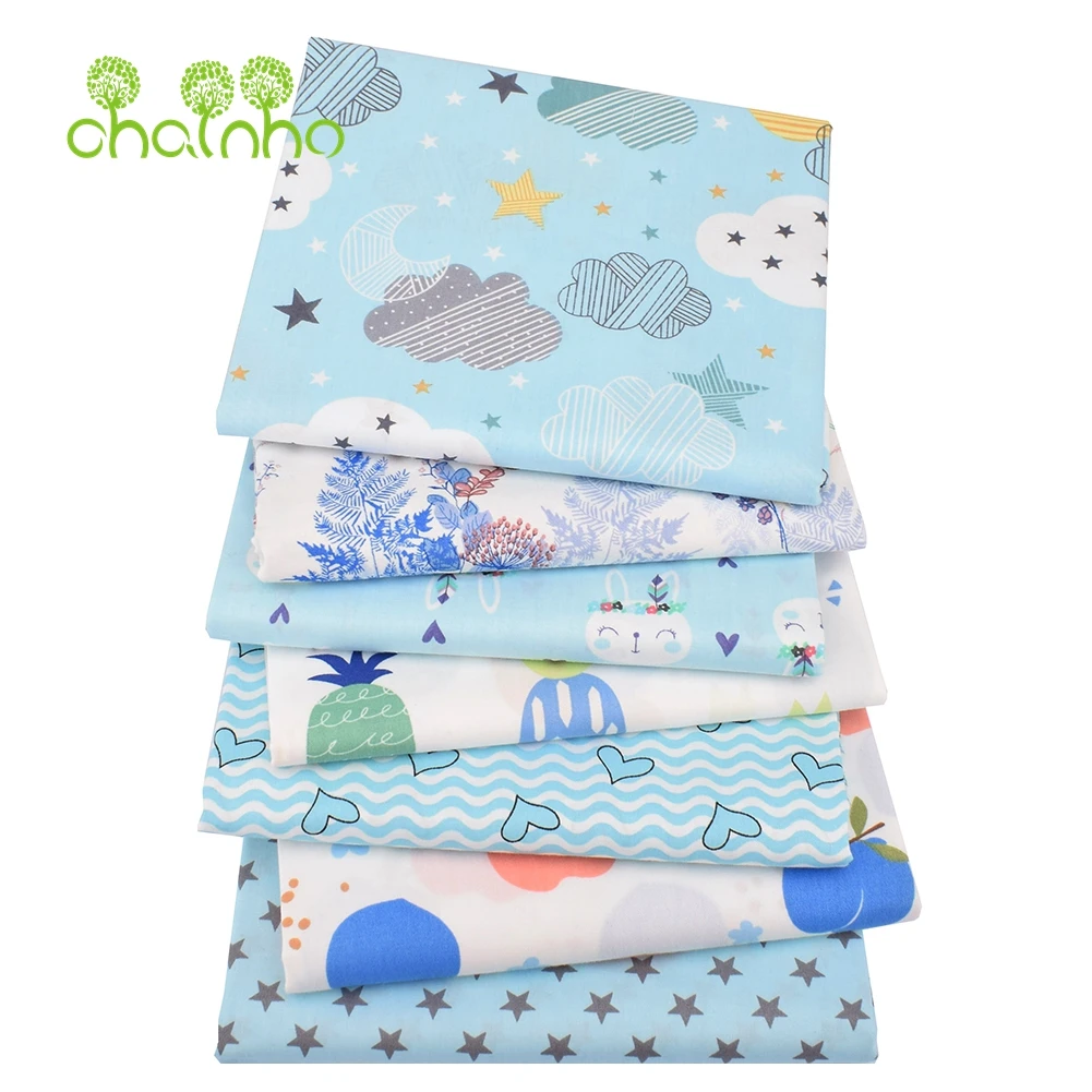 Chainho,Printed Twill Weave Cotton Fabric,Patchwork Cloth,DIY Sewing Quilting Material,7 Designs Cartoon Series,2 Sizes,15C170