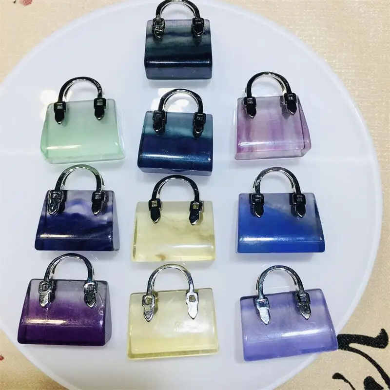 

5 шт. натуральный Радужный флюорит, Женская сумочка, кулон, кварцевые бусины, подвеска, ювелирные изделия для женщин, женщин, мужчин, лечебный подарок для любви