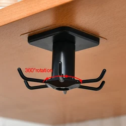 1pcs Kitchen Hooks 360 Degrees Rotated Self Adhesive 6 Hooks Home Bathroom Storage Hanging Hook Under Shelf Rotate Holder Hang