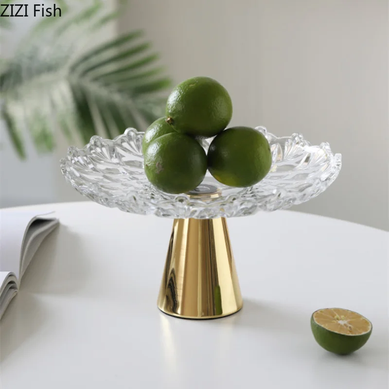 

Glass Fruit Plate High Feet Dessert Plate Cake Pan Afternoon Tea Cake Stand Snack Tray Bread Plates Refreshment Tray Sushi Dish