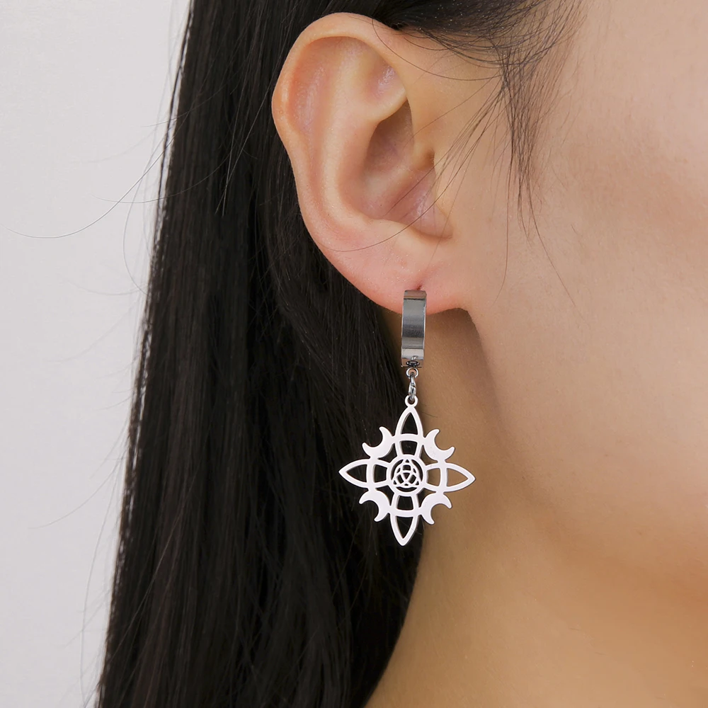 Dawapara Hexenknoten-Ohrringe, Celtics-Knoten-Creolen, Wicca-Schmuck, Edelstahl, irisches Glück, Neujahrsgeschenk – Detail 4