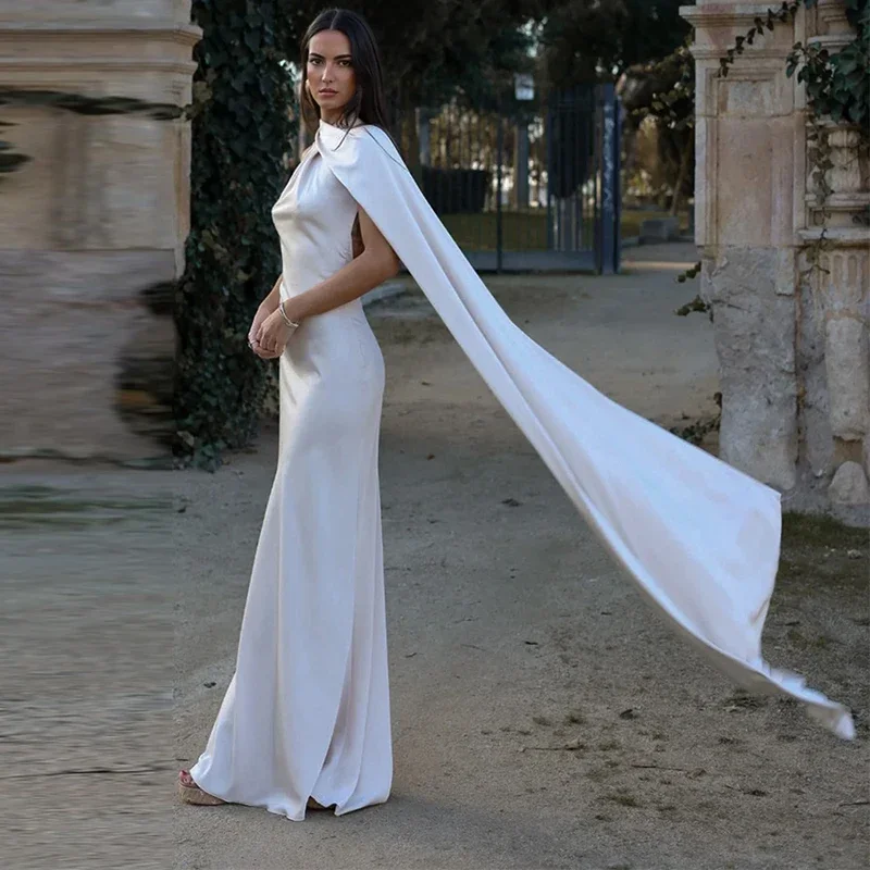 Women Satin Ribbon Halter Party Evening Dress Women Elegant Backless Off Shoulder Sleeveless Long Dresses Fashion Lady Robes