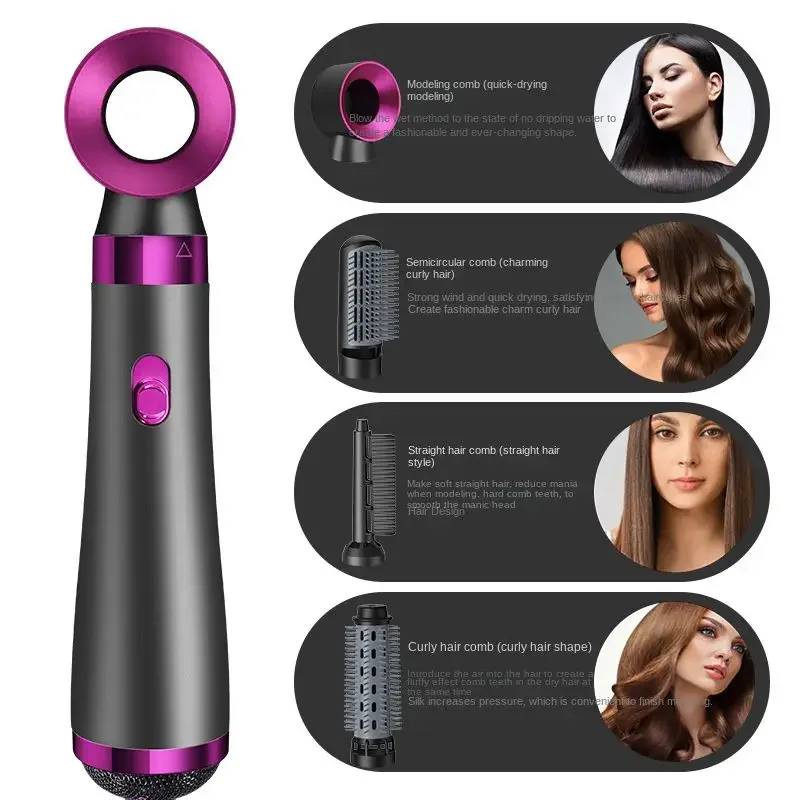 5 In 1 Hair Dryer Hot Air Comb Electric Curling Straight Hair Comb Negative Ion Hair Dryer One Step Brush 220V EU 110V US 3